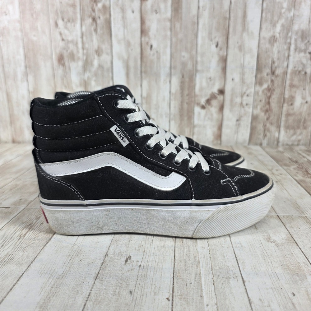 Vans Black and White Sk8-Hi Platform Sneakers